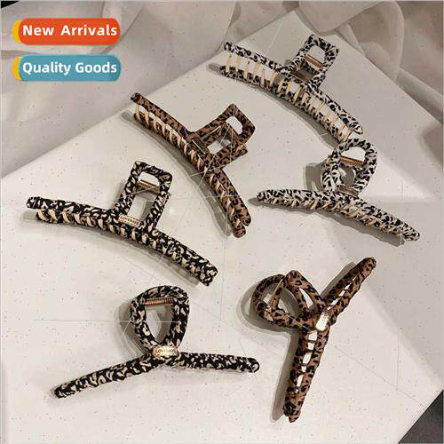 Korean fashion leopard fabric hair clips back head plate hai
