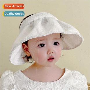hollow top brim flowers gir large children hat Small sun