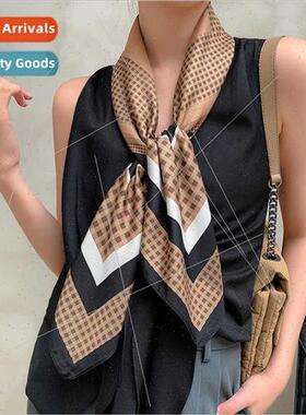 2021 spring large square scarf silk scarf French retro femal