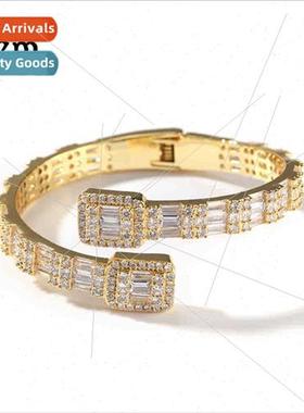 New Hiphop fashion open bracelet ins diamond interlocking tw