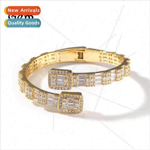 New Hiphop fashion open bracelet ins diamond interlocking tw