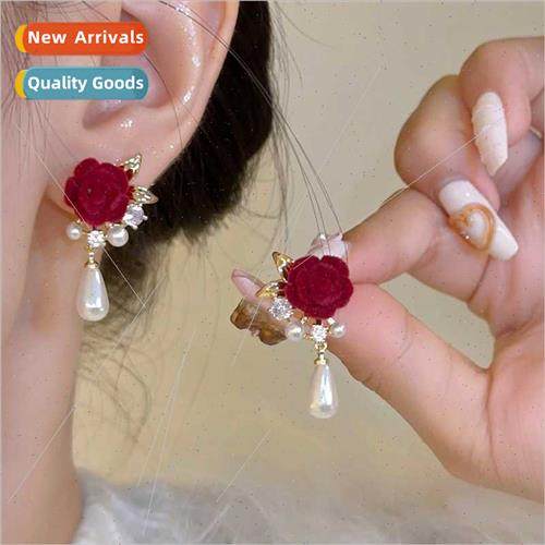 Vintage Velvet Flower Earrings French Ambiance Camellia Earr