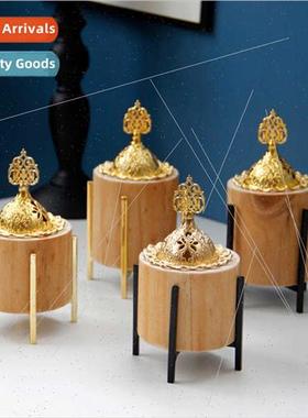 Middle East Arabian gold metal wood combination incense burn