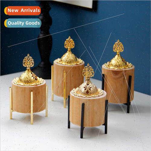 Middle East Arabian gold metal wood combination incense burn