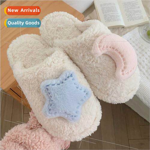 Home bedroom warm soft bottom cute head cotton slippers fall