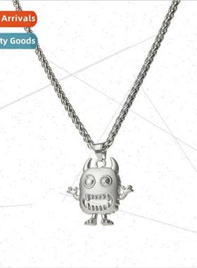Europe cartoon ltle monster necklace boys Shi hip-hop engrav