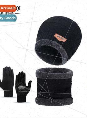 Winter scarf hat gloves threePCS set warm knted wool hat tou