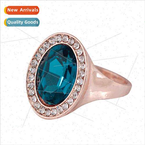 Fashion Oval Diamond Ring Creative Set Diamond Square Gemsto
