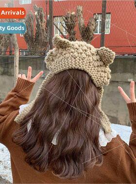Cute frog hat cute knted wool hat autumn winter cat ears hai