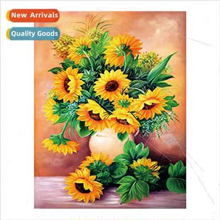 simple handmade full embroidery cro Diamond flowers painting