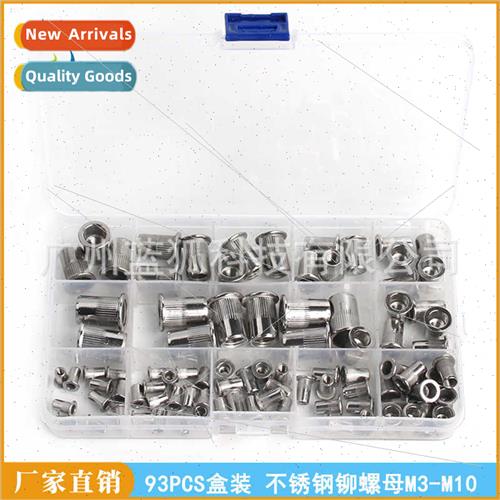 93PCS Stainless Steel Rivet Nut Flat Head Vertical Rivet Nut