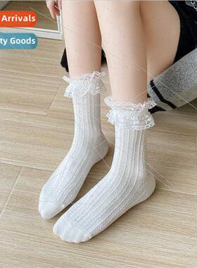 Socks women mid-calf socks cute lace lace socks spring fall
