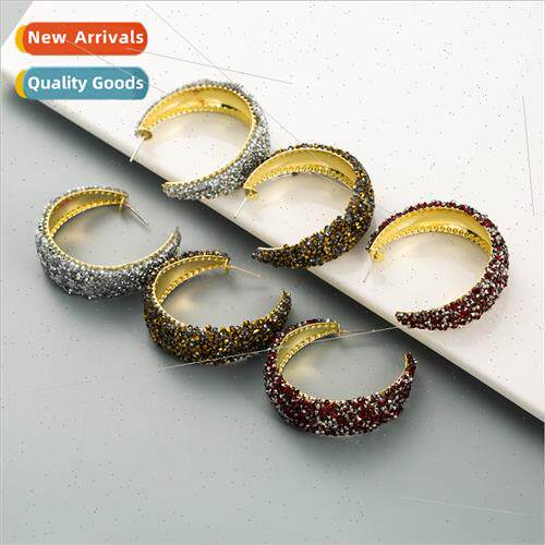 2021 Korean C-shaped gold earrings earrings alloy rhinestone