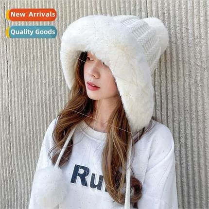 Autumn winter women pullover cap wool ball cute padded thick