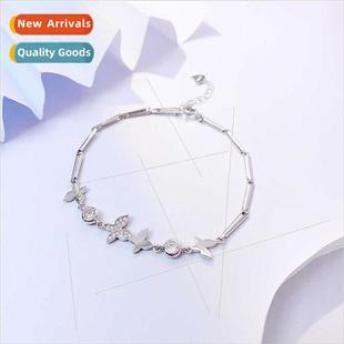925 silver Butterfly Inlay Bracelet Women Hundred Niche 适用