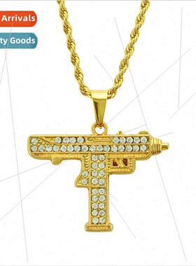 Europe hip-hop men diamond-studded submachine gun pistol mac