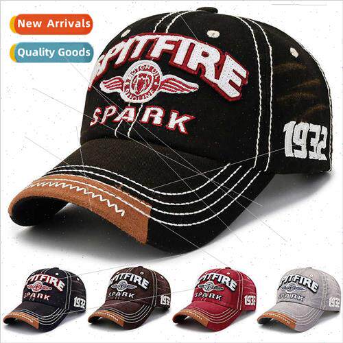 New embroidered letters washed cotton baseball cap female fa
