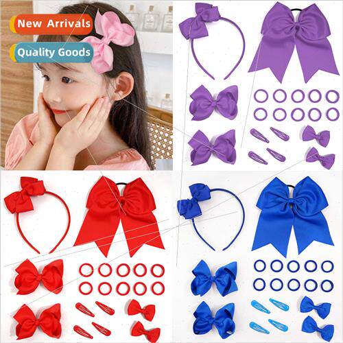 Europe Red Bow Hair Clips Hair Bands Set Large Swallowtail H