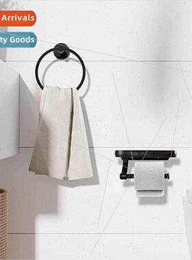Toilet Paper Holder Towel Ring Matte Black Bathroom Accessor