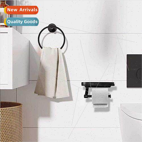 Toilet Paper Holder Towel Ring Matte Black Bathroom Accessor