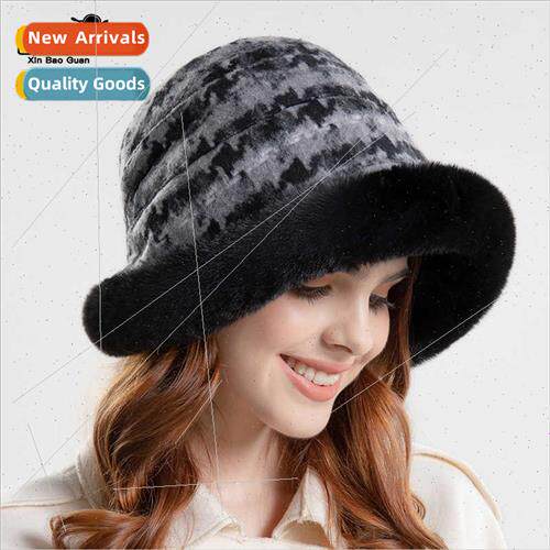 9939 winter cold hat female padded checkerboard checkerboard