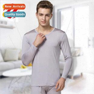 Autumn winter silk basic thermal underwear set men comtable