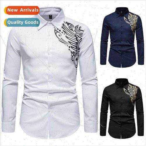 2022  new tattoo printed shirt men long-sleeved casual  Amer