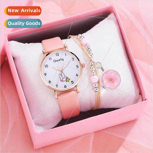 New ladies ins pu strap watch bracelet combo fashion set stu