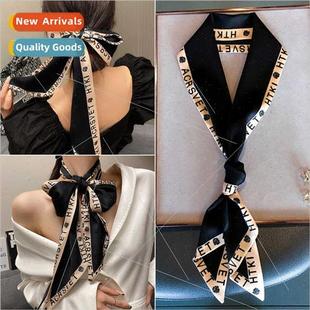 Korean hundred head scarf long tie female bow ride