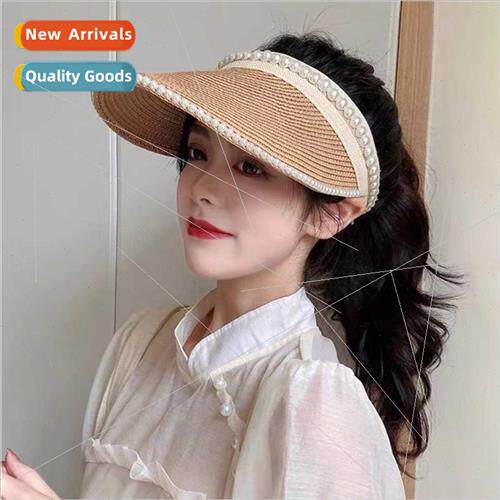 Hollow top sun hat pearl straw hat female lace cap seaside b