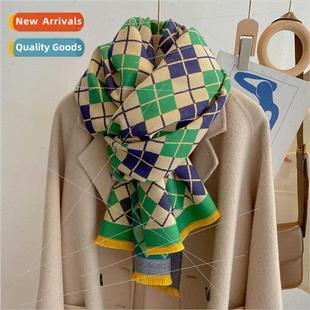 shawl scarf faux warm winter women plaid sweet new 2022