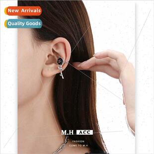 ear fashion Burgundy rose whout holes clip gemstone bone