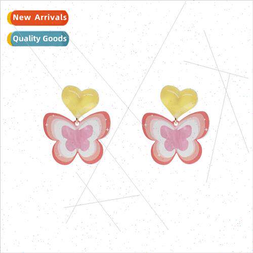 New summer yellow heart pink butterfly girl sense fun cute h