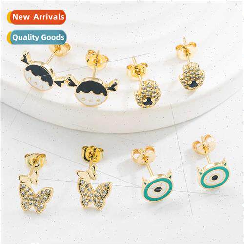 Europe new creative doll earrings earrings female copper gol