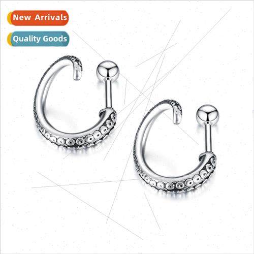 Classic Retro Men Stainless Steel Octopus Tentacle Earrings
