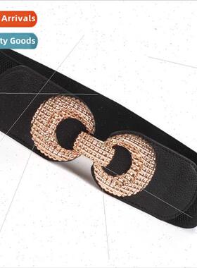 Vintage simple buttons elastic waist seal women dresses vers