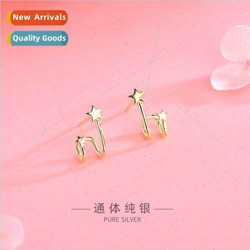 925 silver Korea small star earrings simple double U-shaped