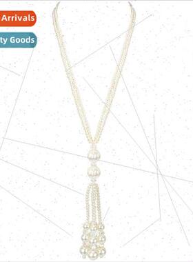 Korean  retro pearl pendant long sweater chain classic neckl