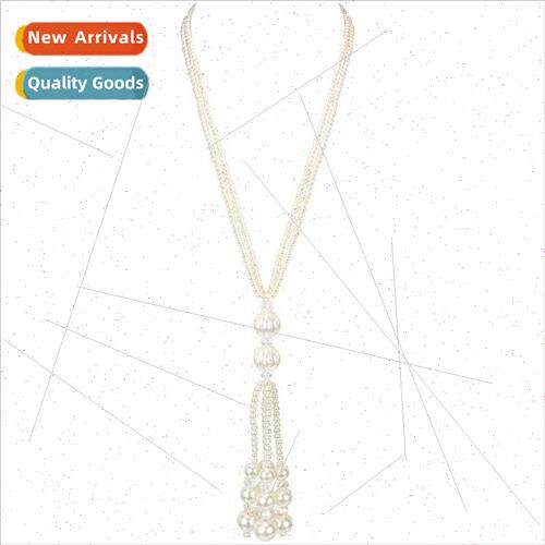 Korean  retro pearl pendant long sweater chain classic neckl