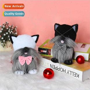 standing cat doll New Easter cute creative faceles ornaments
