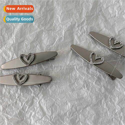 Love rhinestone side clip alloy silver duckbill clip side cl