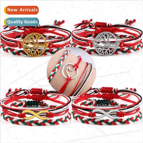 Taiwan wax thread hand-woven bracelet alloy Tree fe multipli