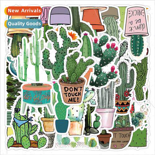 50 pcs of cactus stickers cute green cactus ball plant decor