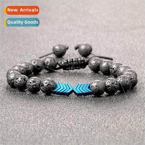 Volcanic Stone Beaded Bracelet Colorful Black Gallstone Arro