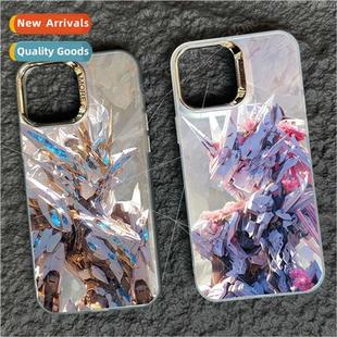 anime double color Mecha case 适用15promax silver iph Gundam