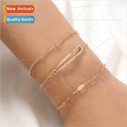 Europe new jewelry fashion simple diamond safety pin set thr