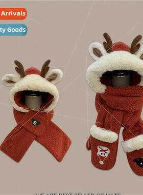 Cute Christmas gift red atmosphere sense antlers plush hat s