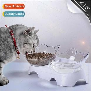 bowl slanted mouth New head double cute cat