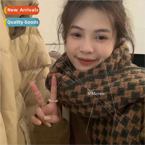 Soft sticky plaid ins scarf female winter 2023 new Korean  f