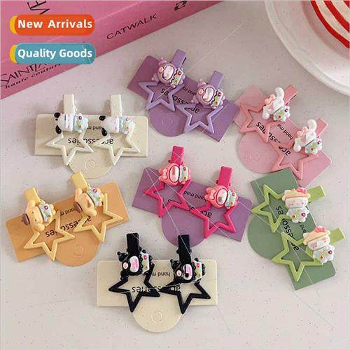 cartoon pentagram hair clips candy color sweet star hair car